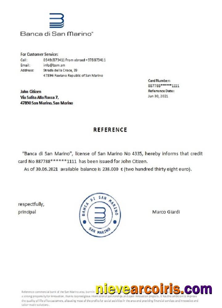 San Marino Banca di San Marino reference